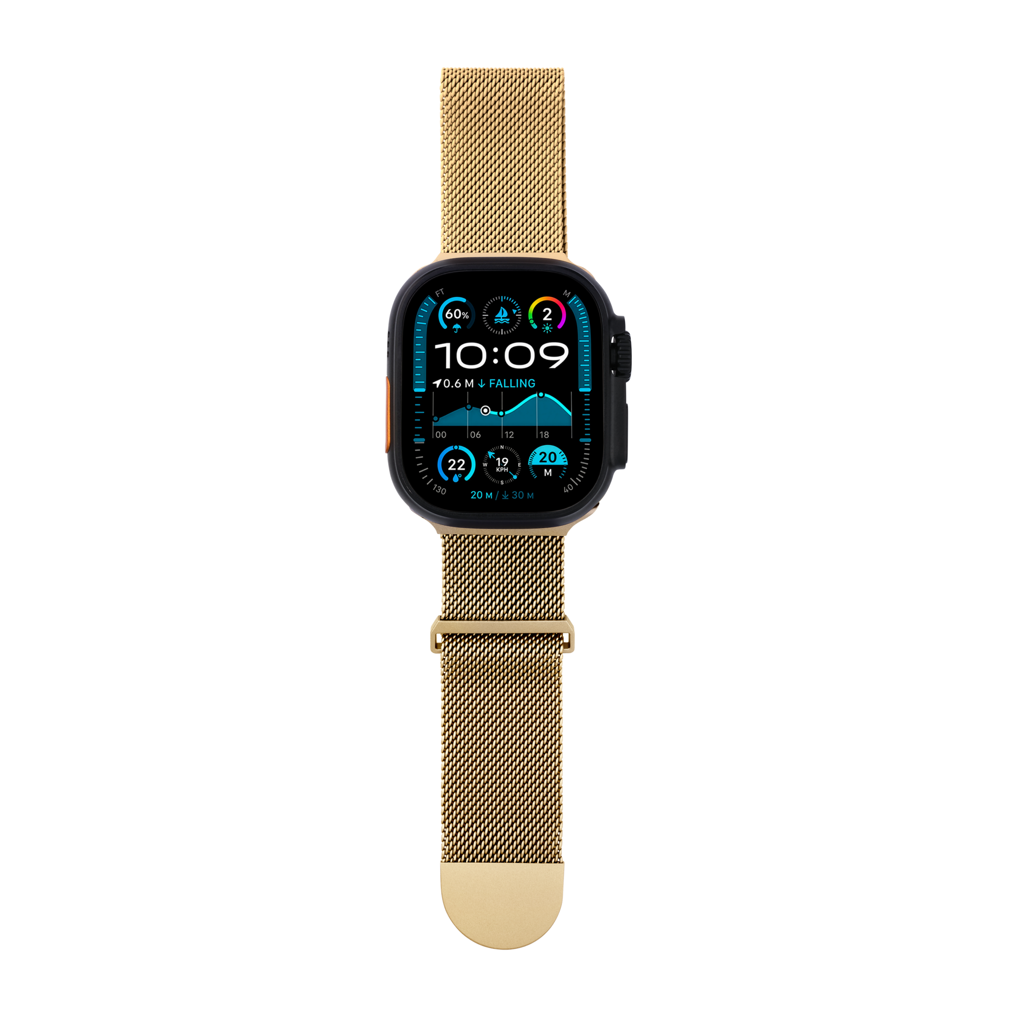 Metal Braided in Gold — gold metal braided Apple Watch strap (view 5) 
