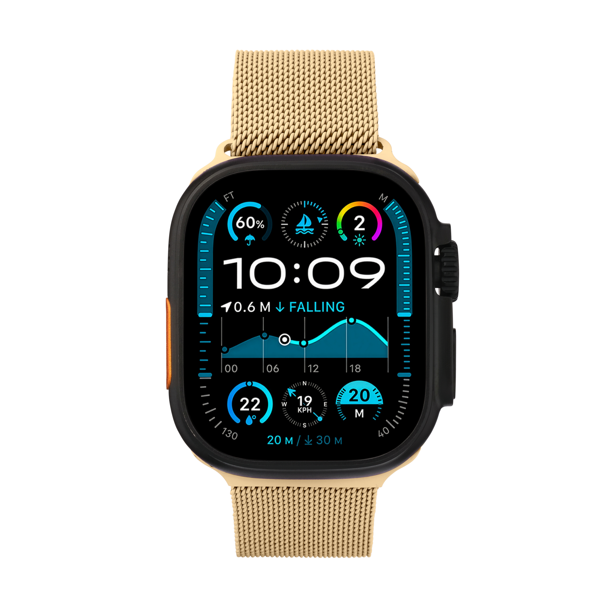 Metal Braided in Gold — gold metal braided Apple Watch strap (view 7) 