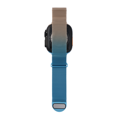 Metal Braided in Gold Blue — gold and blue two-tone metal braided Apple Watch strap (view 4) 