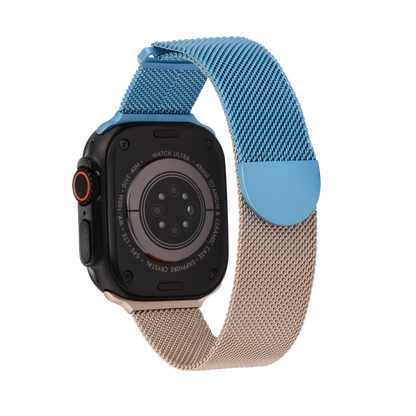 Metal Braided in Gold Blue — gold and blue two-tone metal braided Apple Watch strap (view 6) 