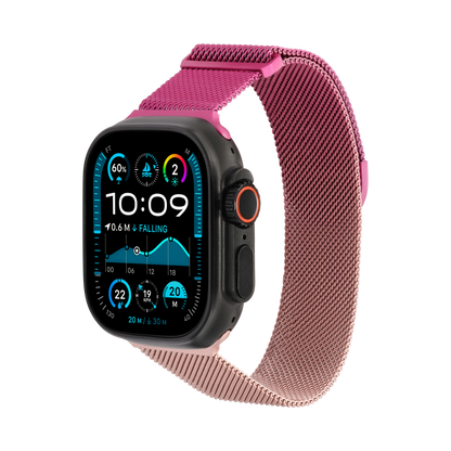 Metal Braided in Gold Pink — gold and pink two-tone metal braided Apple Watch strap (view 2) 