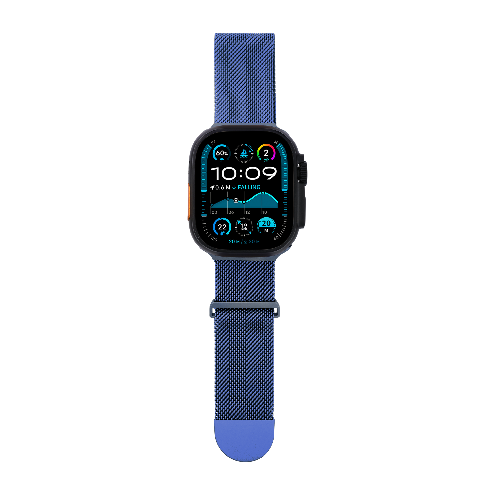 Metal Braided in Navy — navy metal braided Apple Watch strap (view 5) 