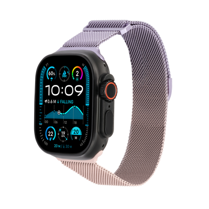 Metal Braided in Pink Purple — pink and purple two-tone metal braided Apple Watch strap (view 2) 