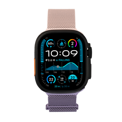 Metal Braided in Pink Purple — pink and purple two-tone metal braided Apple Watch strap (view 3) 