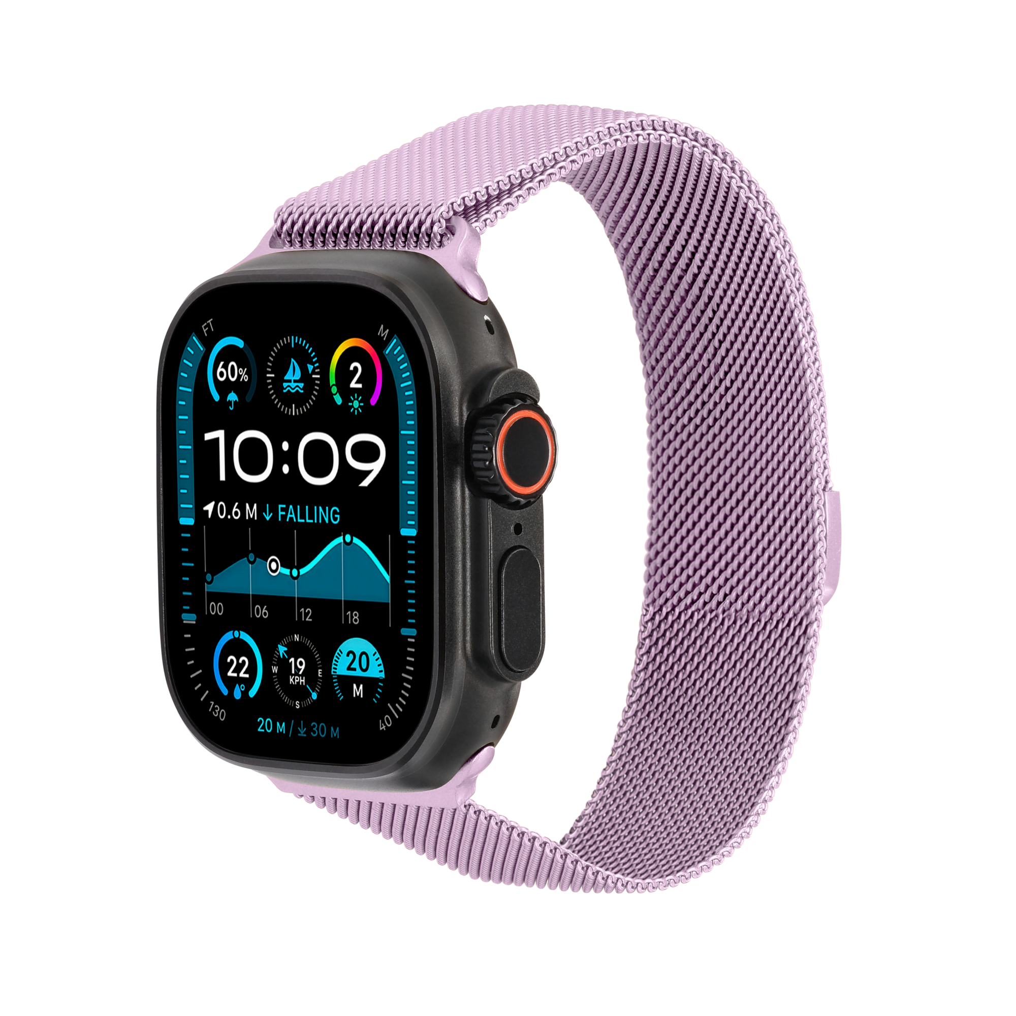 Metal Braided in Purple — purple metal braided Apple Watch strap (view 2) 