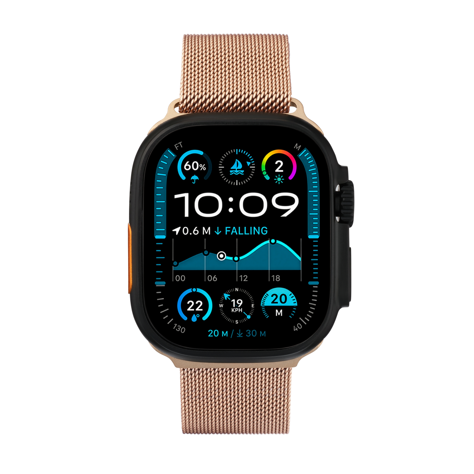 Metal Braided in Rose — rose gold metal braided Apple Watch strap (view 7) #colour_rose