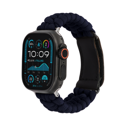 Paracord Apple Watch Strap in Navy — navy paracord Apple Watch strap (view 1) 