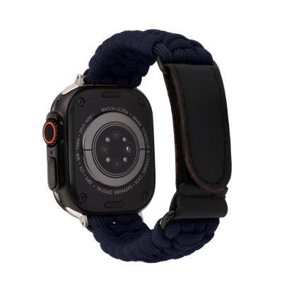 Paracord Apple Watch Strap in Navy — navy paracord Apple Watch strap (view 2) 