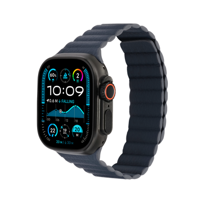 Leather Magnetic in Navy — navy leather magnetic Apple Watch strap (view 1) 