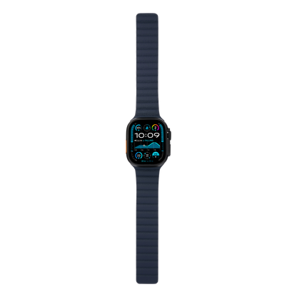 Leather Magnetic in Navy — navy leather magnetic Apple Watch strap (view 5) 