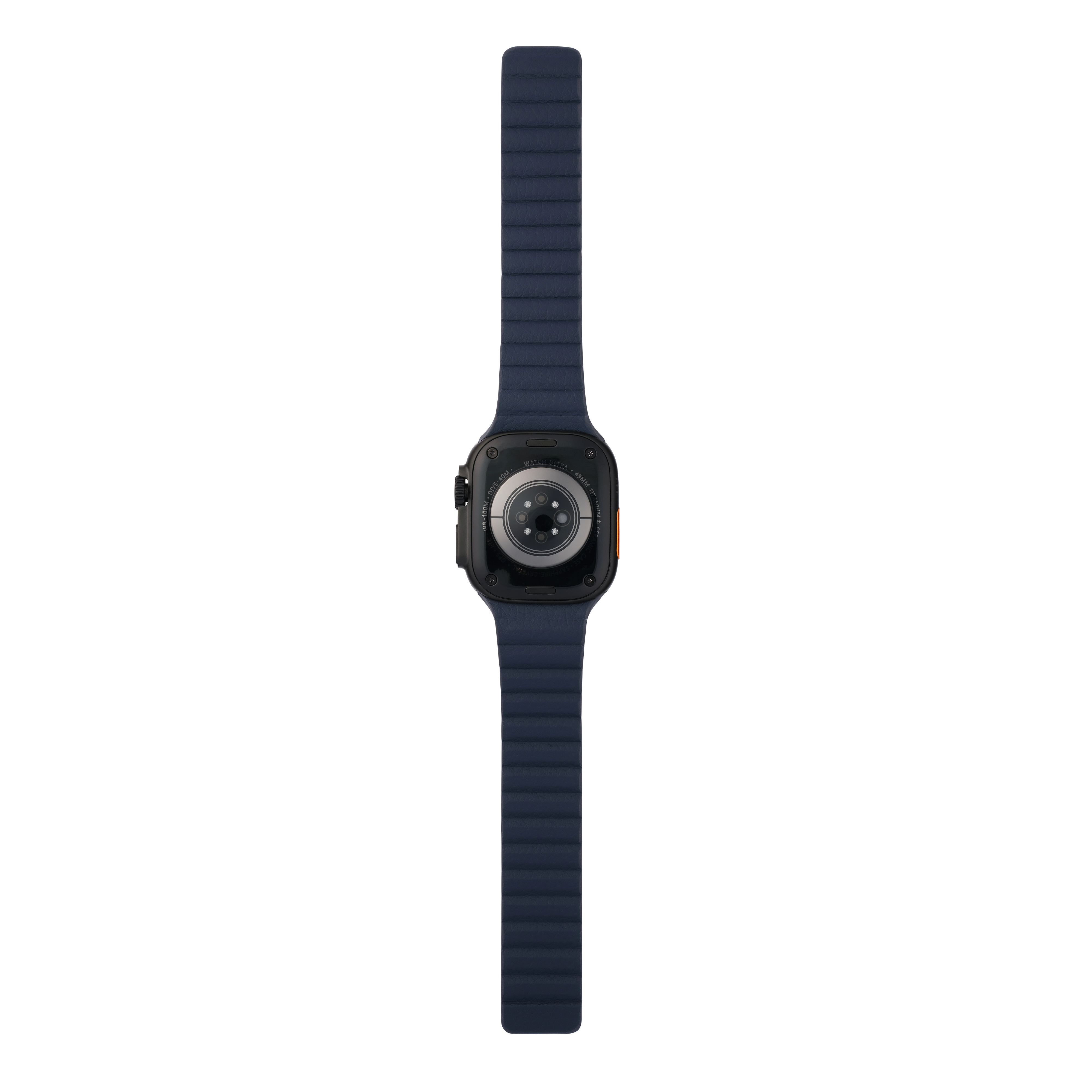 Leather Magnetic in Navy — navy leather magnetic Apple Watch strap (view 6) 