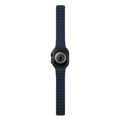 Leather Magnetic in Navy — navy leather magnetic Apple Watch strap (view 6) 