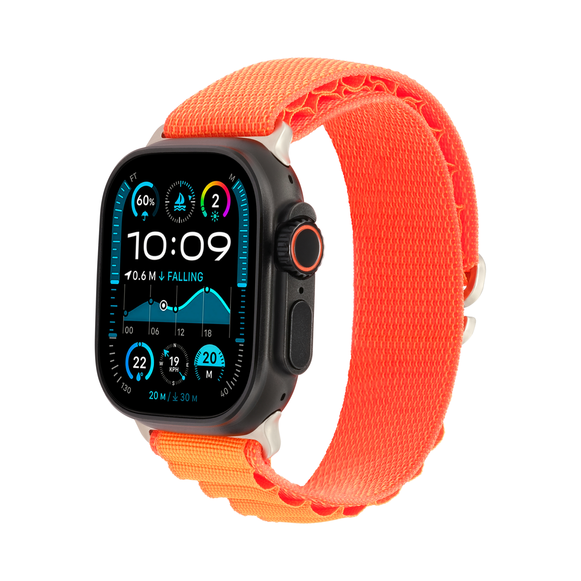 Hook Strap in Orange — orange woven nylon Apple Watch strap (view 1) 