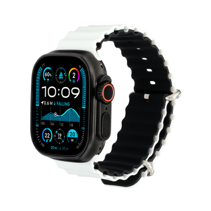 Wave Band in Panda — white and black silicone Apple Watch strap (view 1) 
