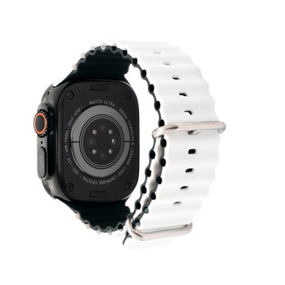 Wave Band in Panda — white and black silicone Apple Watch strap (view 2) 