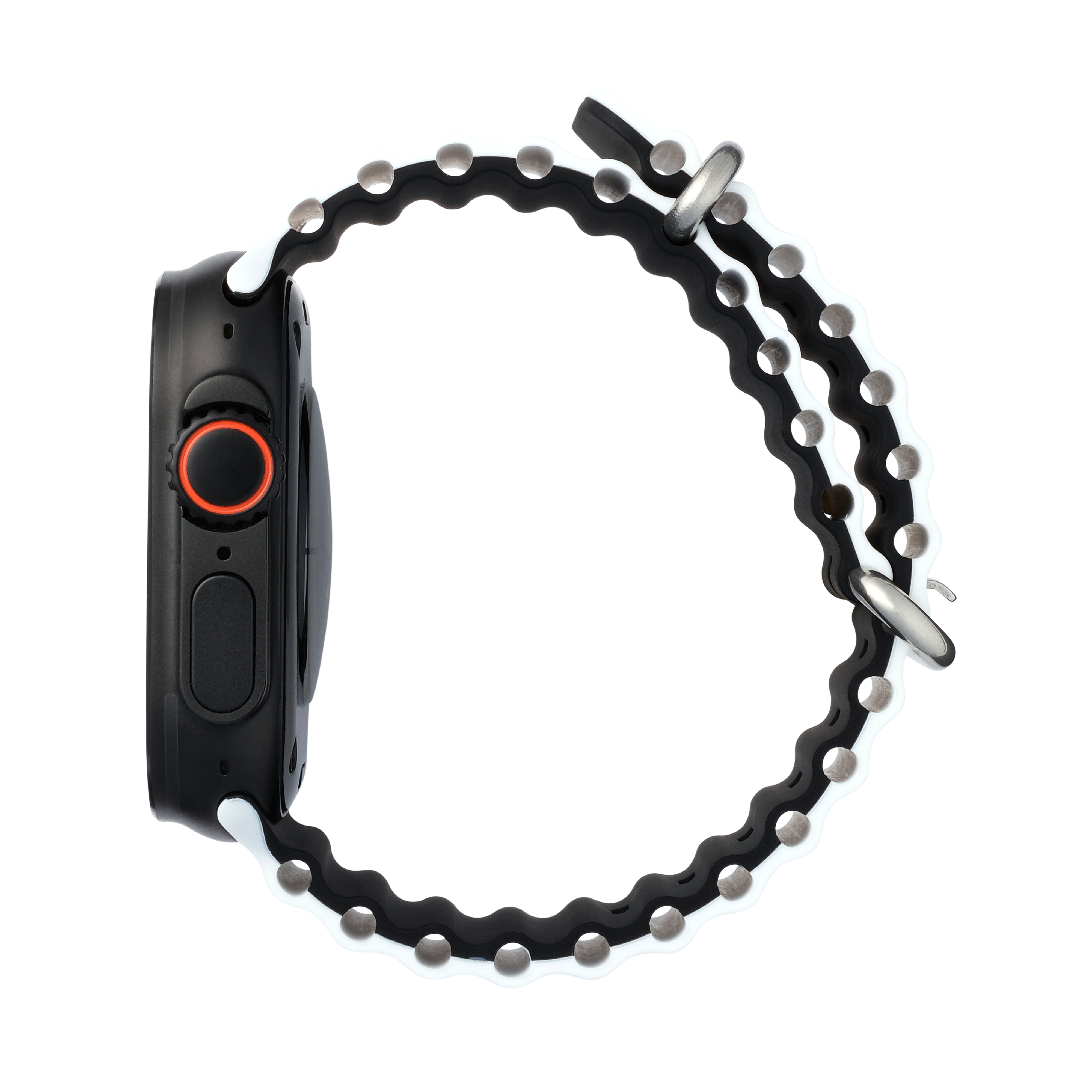 Wave Band in Panda — white and black silicone Apple Watch strap (view 3) 