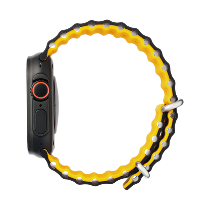 Wave Band in Bumble — black and yellow silicone Apple Watch strap (view 6) 