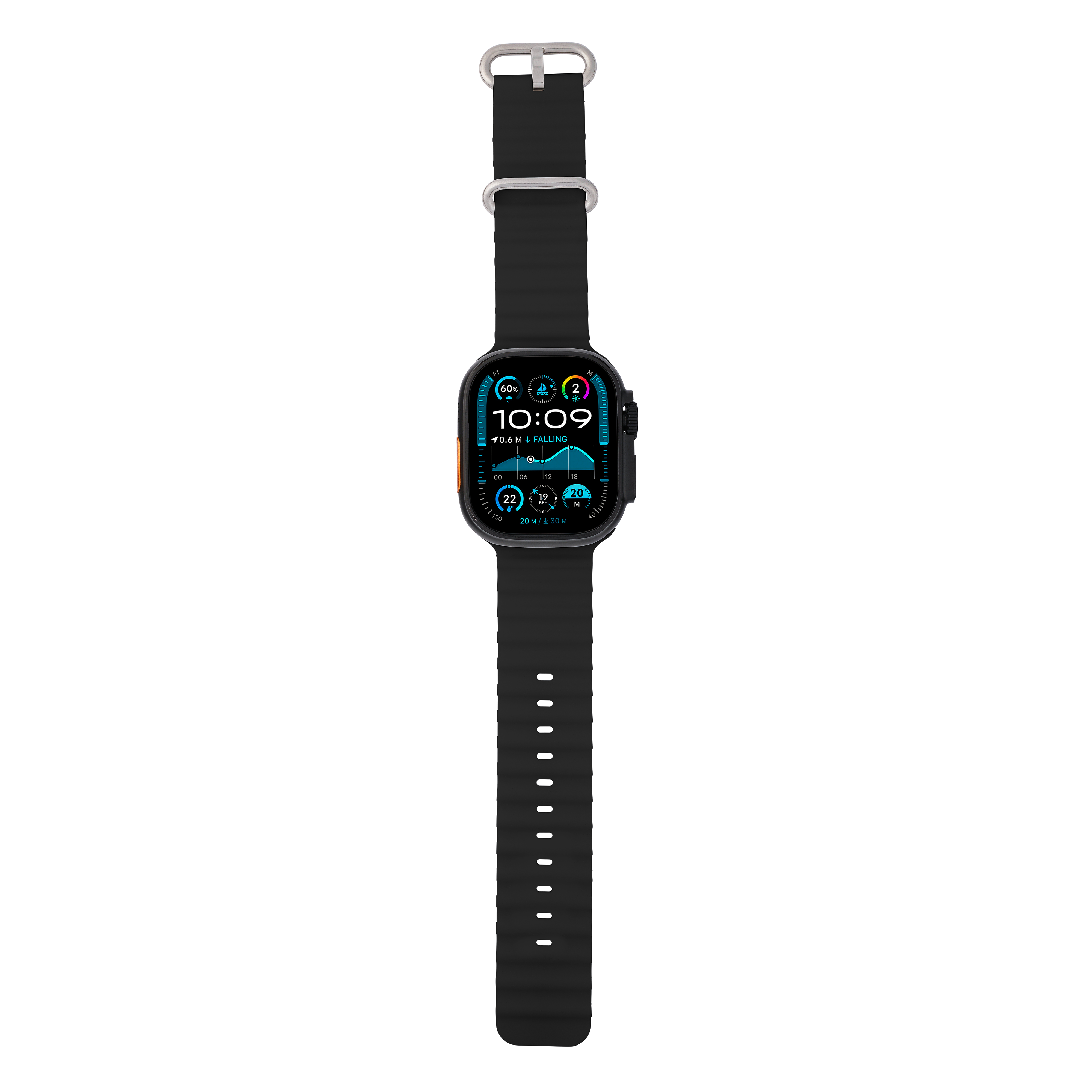 Wave Band in Bumble — black and yellow silicone Apple Watch strap (view 8) 