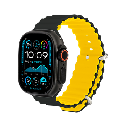 Wave Band in Bumble — black and yellow silicone Apple Watch strap (view 4) 