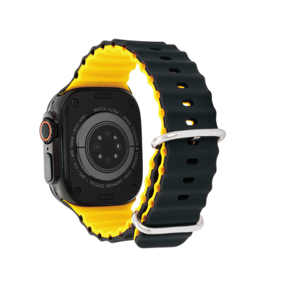 Wave Band in Bumble — black and yellow silicone Apple Watch strap (view 5) 