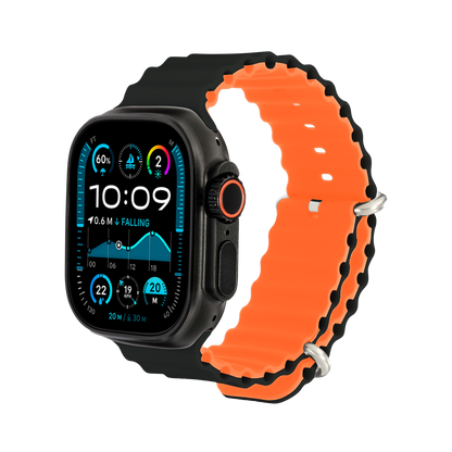 Wave Band in Magma — black and orange silicone Apple Watch strap (view 1) 